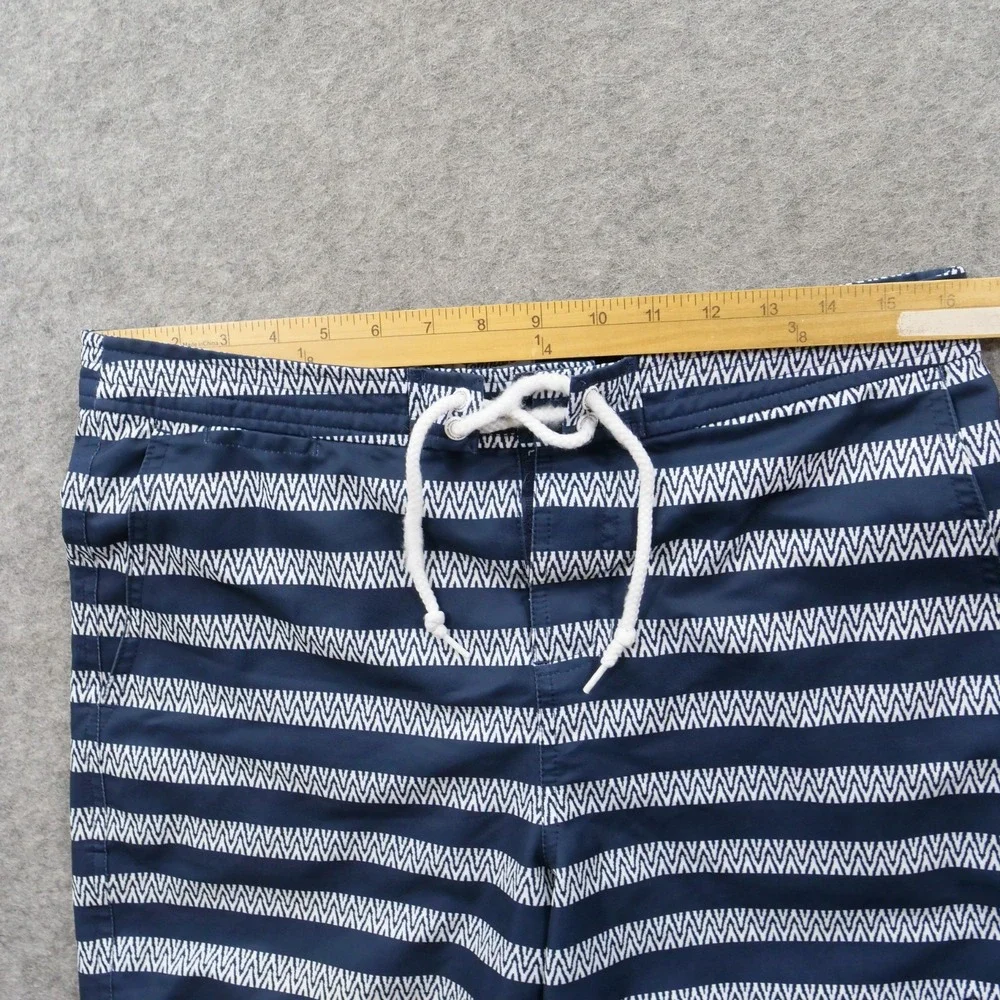 Original Penguin Shorts  Mens Medium Blue White Swim Trunks Geometric Striped